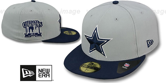 Cowboys BIG-D TEAM-PATCH Grey-Navy Fitted Hat by New Era at hatla