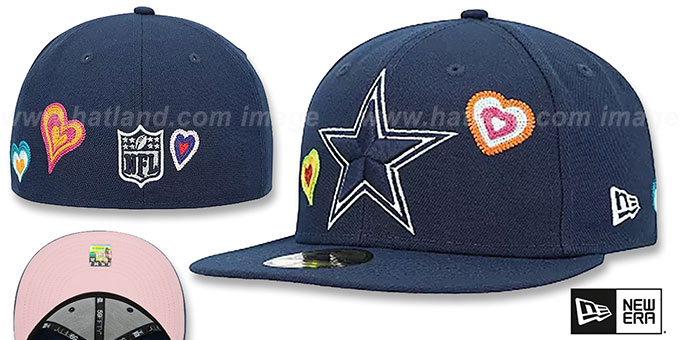 Cowboys 'CHAIN STITCH HEARTS' Navy Fitted Hat by New Era