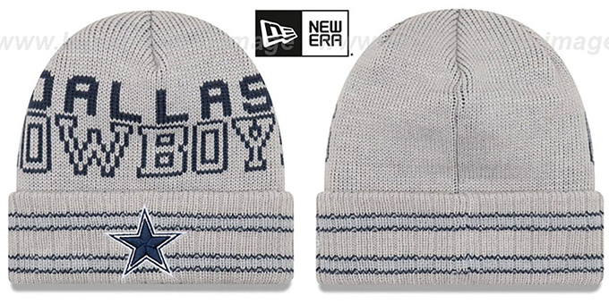 Cowboys 'CRISP-N-COZY' Grey Knit Beanie Hat by New Era