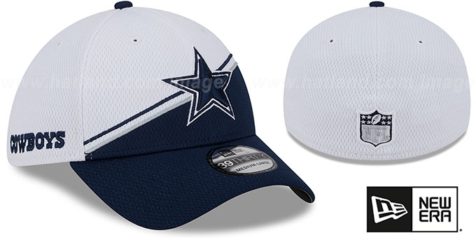 Cowboys 'DASHMARK SIDELINE FLEX' White-Navy Hat by New Era