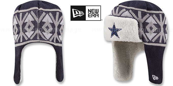 Cowboys 'FESTIVE TEAM TRAPPER' Navy-White Knit Hat by New Era