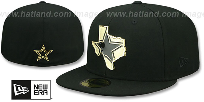 Cowboys 'GOLD STATED METAL-BADGE' Black Fitted Hat by New Era