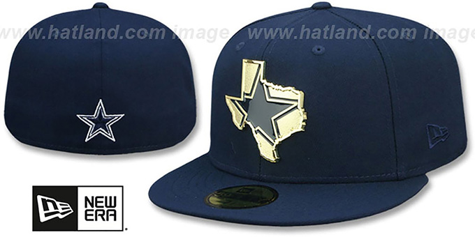 Cowboys 'GOLD STATED METAL-BADGE' Navy Fitted Hat by New Era