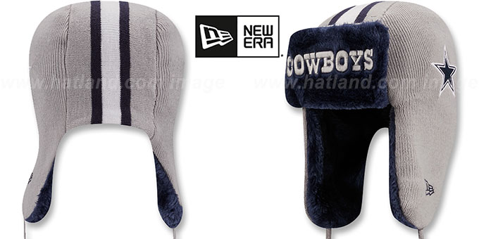 Cowboys 'HELMET HEAD TRAPPER' Grey-Navy Knit Hat by New Era