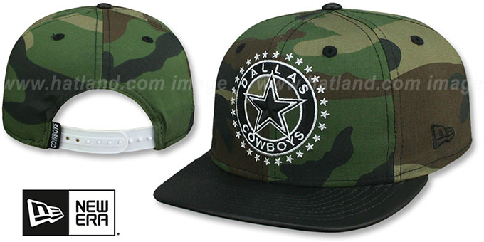 Cowboys 'LEATHER TAG SNAPBACK' Army-Black Hat by New Era