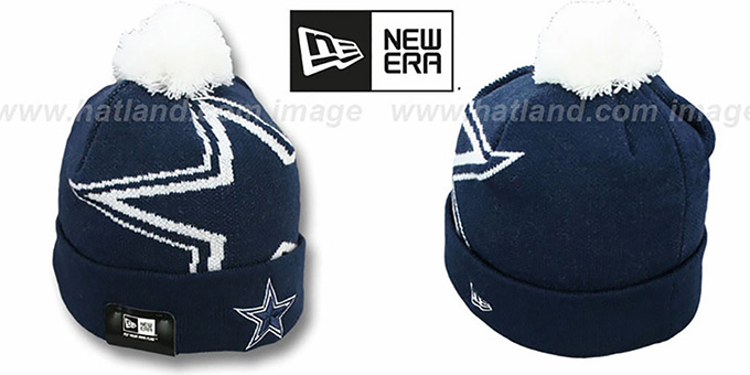 Cowboys 'NFL-BIGGIE' Navy Knit Beanie Hat by New Era