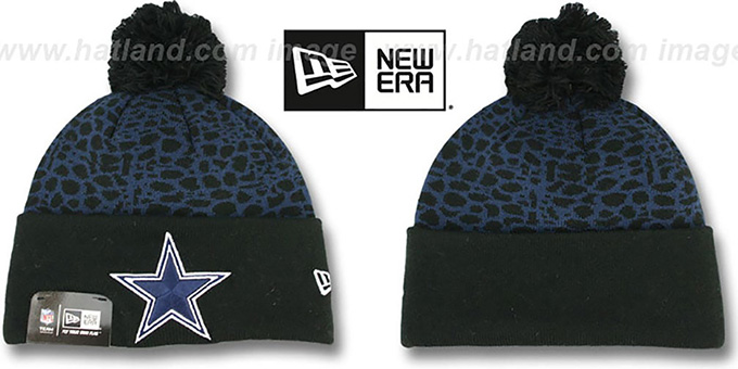 Cowboys 'PEBBLE-POP' Black-Navy Knit Beanie Hat by New Era