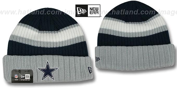 Cowboys 'RIB START' Navy-Grey Knit Beanie Hat by New Era