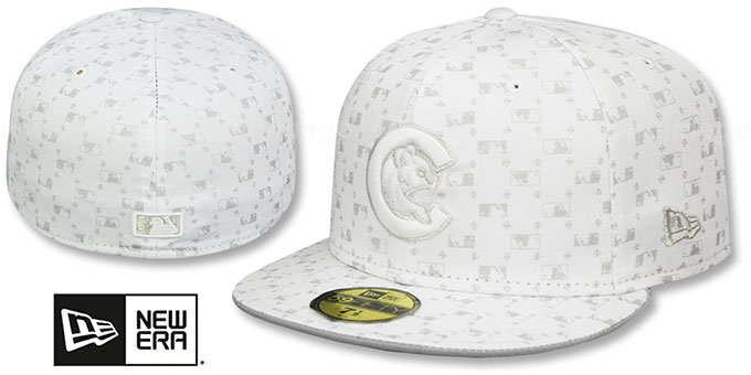 Cubs ALT 'MLB FLOCKING' White-Grey Fitted Hat by New Era