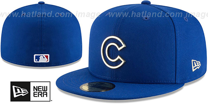 Cubs 'GOLD FRAMED METAL-BADGE' Royal Fitted Hat by New Era