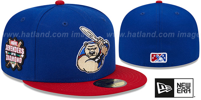 Cubs 'MILB MARVEL DEFENDERS SIDE-PATCH' Royal-Red Fitted Hat by New Era