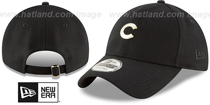 Cubs 'MINI GOLD METAL-BADGE STRAPBACK' Black Hat by New Era