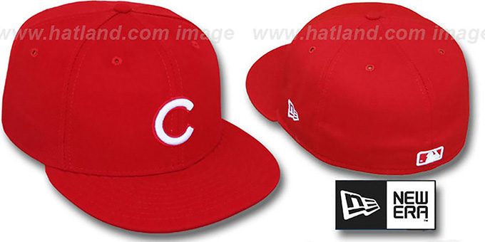 Cubs 'TEAM BASIC' Red-White Fitted Hat by New Era