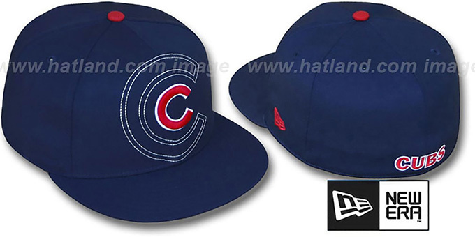 Cubs 'SHADOW BIG-ONE' Navy Fitted Hat by New Era