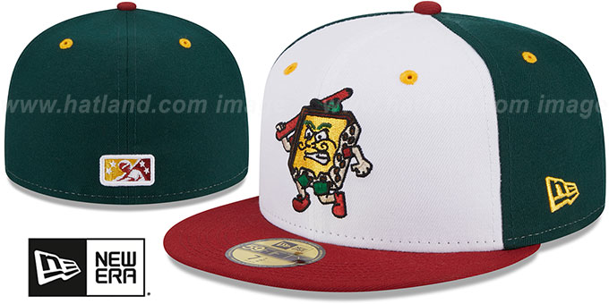 Curve 'THEME NIGHT' White-Green-Burgundy Fitted Hat by New Era