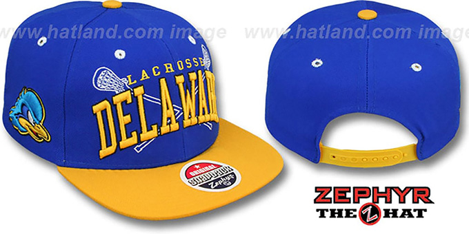 Delaware 'LACROSSE SUPER-ARCH SNAPBACK' Royal-Gold Hat by Zephyr