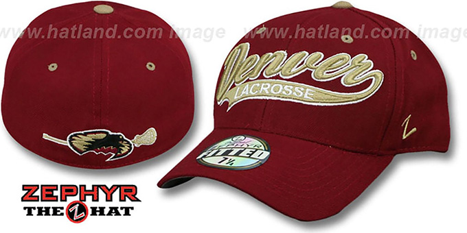 Denver 'SWOOP LACROSSE' Burgundy Fitted Hat by Zephyr