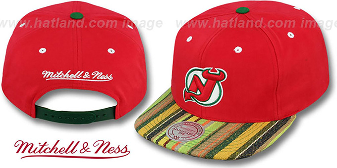 Devils 'NATIVE-STRIPE SNAPBACK' Red Hat by Mitchell and Ness