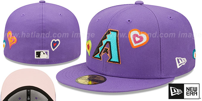 Diamondbacks 'CHAIN STITCH HEARTS' Purple Fitted Hat by New Era