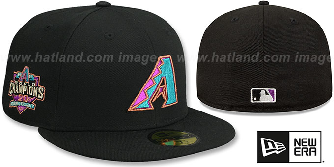 Diamondbacks 'METALLIC LOGO SIDE-PATCH' Black Fitted Hat by New Era