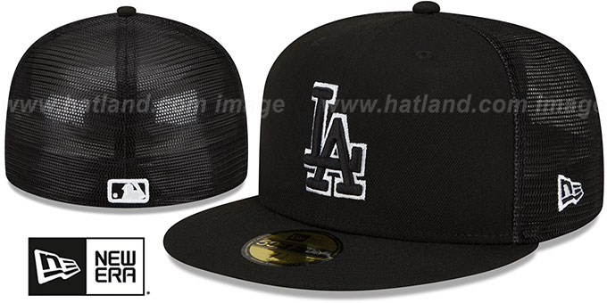 Dodgers 'BATTING PRACTICE TRUCKER' Black-White Fitted Hat by New Era