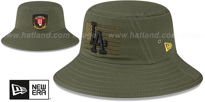 Dodgers 2023 ARMED FORCES 'STARS N STRIPES BUCKET' Hat by New Era