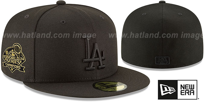 Dodgers '2024 WORLD SERIES' CHAMPIONS Black-on-Black Fitted Hat by New Era