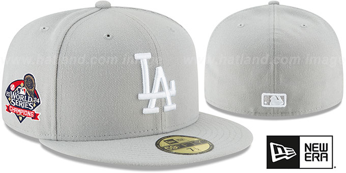 Dodgers '2024 WORLD SERIES' CHAMPIONS Grey-White Fitted Hat by New Era