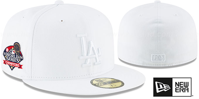 Dodgers '2024 WORLD SERIES' CHAMPIONS White-on-White Fitted Hat by New Era