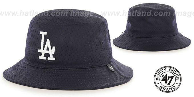 Dodgers 'BACKBOARD JERSEY BUCKET' Navy Hat by Twins 47 Brand