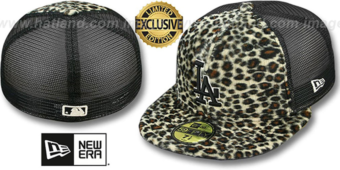 Dodgers CHEETAH 'ANIMAL-FUR MESH-BACK' Fitted Hat by New Era