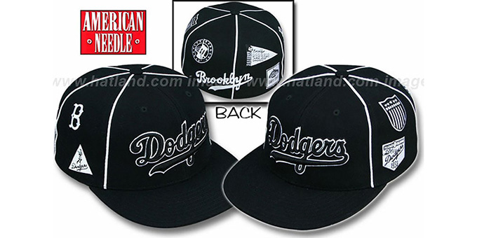 Dodgers 'COOPERSTOWN ALL-OVER' Black Fitted Hat by American Needle