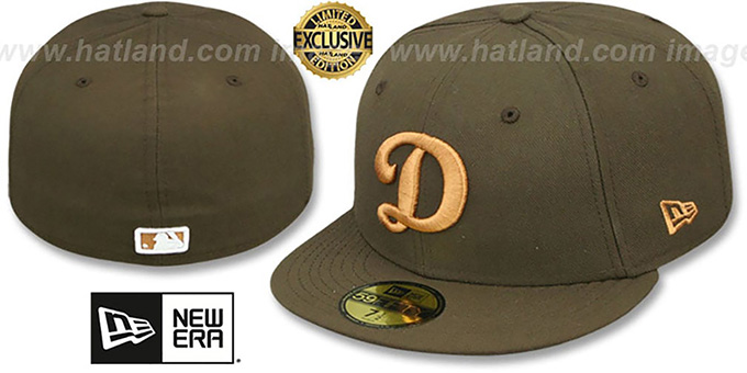 Dodgers 'D TEAM-BASIC' Brown-Wheat Fitted Hat by New Era