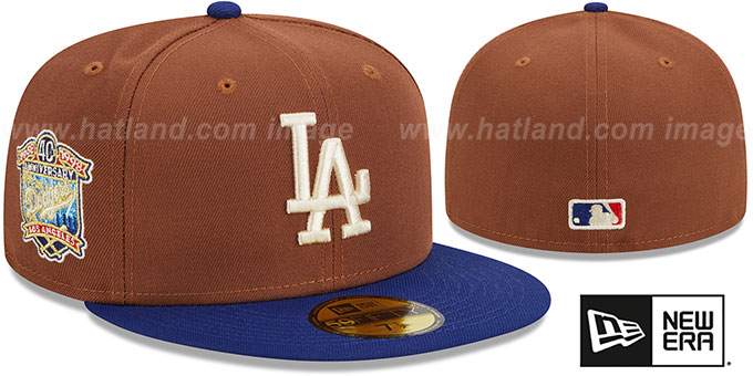 Dodgers 'HARVEST SIDE-PATCH' Brown-Royal Fitted Hat by New Era