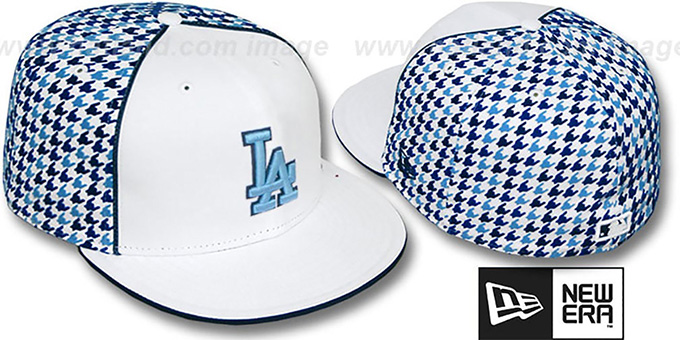 Dodgers 'HOUNDSTOOTH' White-Blue Fitted Hat by New Era