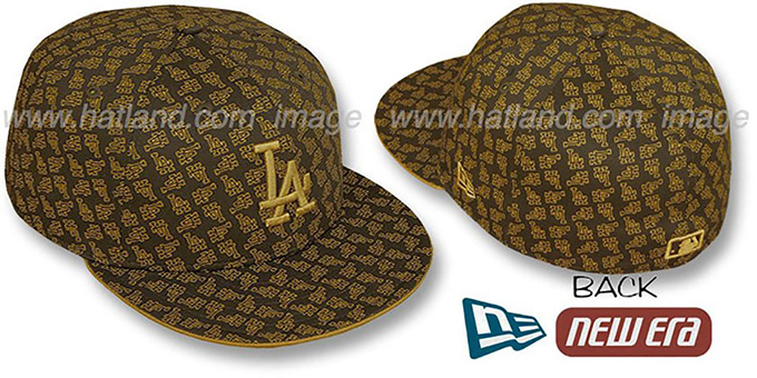 Dodgers LA 'ALL-OVER FLOCKING' Brown-Wheat Fitted Hat by New Era