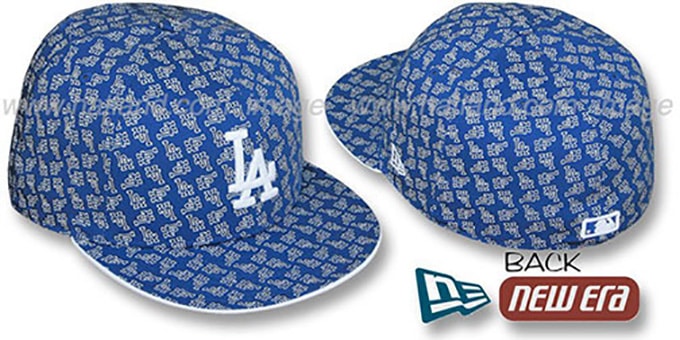 Dodgers LA 'ALL-OVER FLOCKING' Royal-White Fitted Hat by New Era