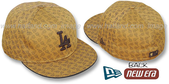 Dodgers LA 'ALL-OVER FLOCKING' Wheat-Brown Fitted Hat by New Era