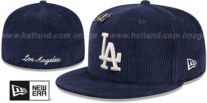 Dodgers 'LETTERMAN PIN CORDUROY' Navy Fitted Hat by New Era