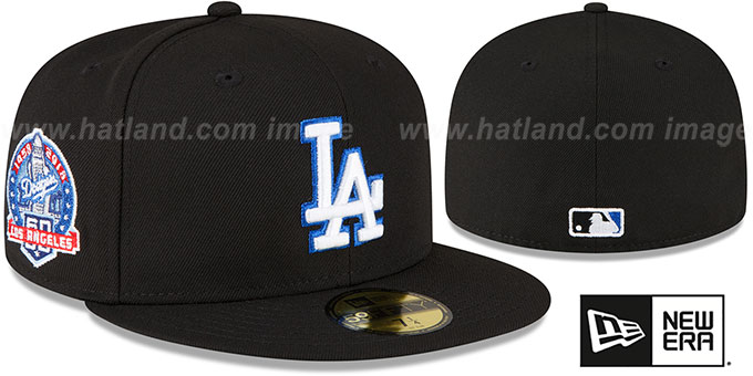 Dodgers 'METALLIC LOGO SIDE-PATCH' Black Fitted Hat by New Era