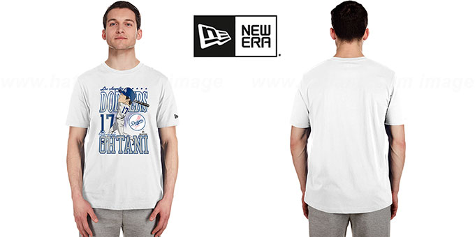 Dodgers 'OHTANI CARICATURE' White T-Shirt by New Era