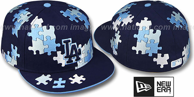 Dodgers 'PUZZLE' Navy Fitted Hat by New Era