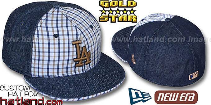 Dodgers 'SPANKY' Plaid-Navy Denim Fitted Hat by New Era