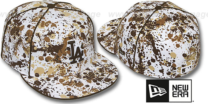 Dodgers 'SPLATTER' White-Brown Fitted Hat by New Era