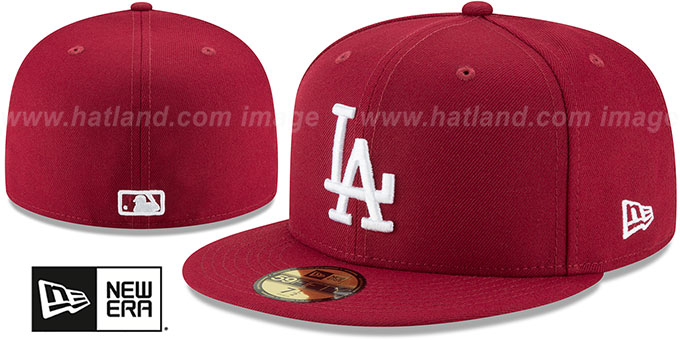 Dodgers 'TEAM-BASIC' Burgundy-White Fitted Hat by New Era