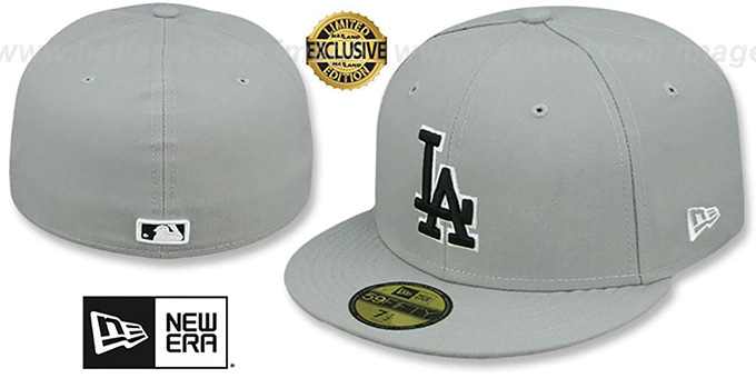 Dodgers 'TEAM-BASIC' Grey-Black-White Fitted Hat by New Era