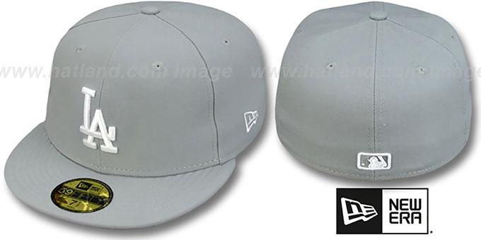 Dodgers 'TEAM-BASIC' Light Grey-White Fitted Hat by New Era