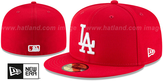 Dodgers 'TEAM-BASIC' Red-White Fitted Hat by New Era