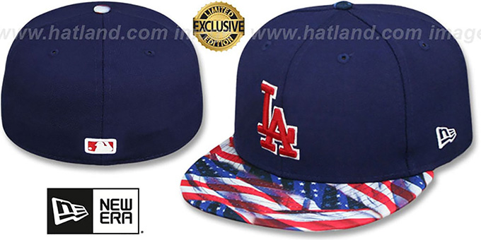 Dodgers 'USA WAVING-FLAG' Navy Fitted Hat by New Era