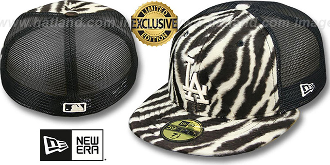 Dodgers ZEBRA 'ANIMAL-FUR MESH-BACK' Fitted Hat by New Era